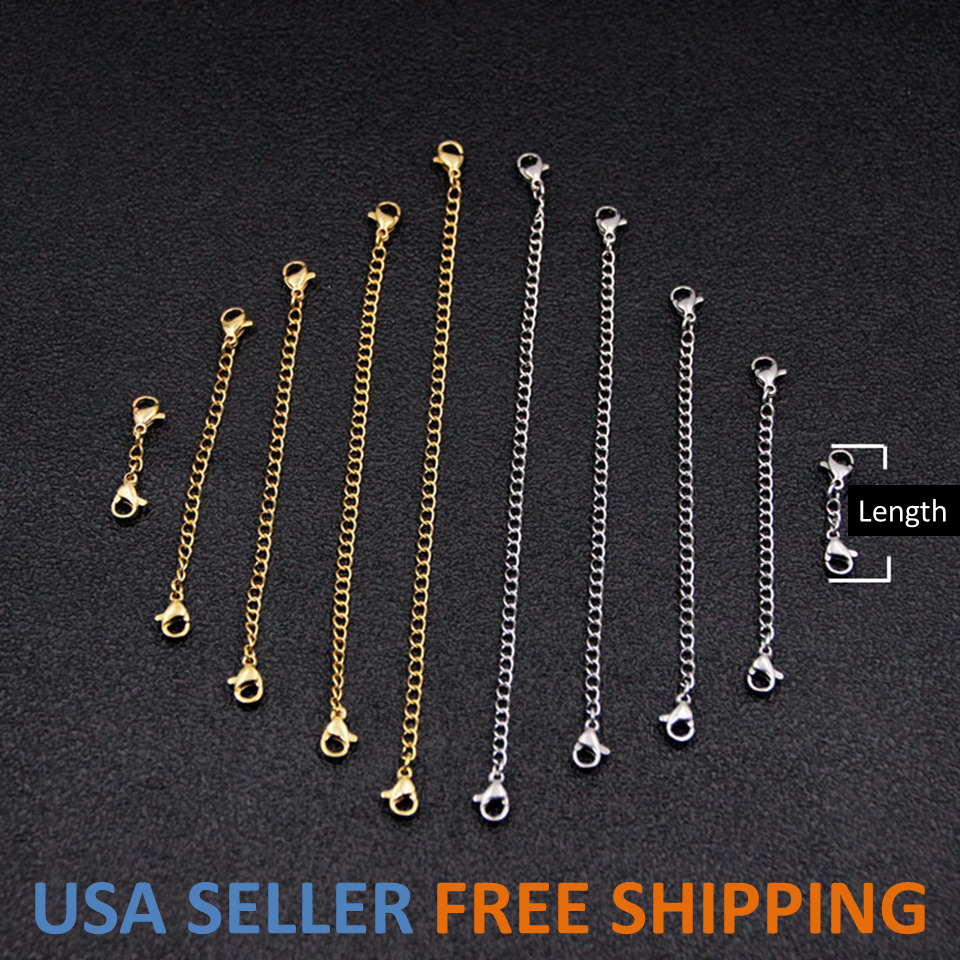 Stainless Steel Necklace Bracelet Extension Extender Chain Jewelry 3" Or 6"