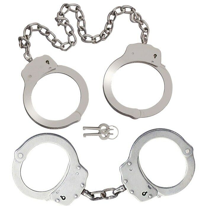 Combo Set Double Lock Police Hand & Leg Cuffs W/ Keys Law Enforcement Security