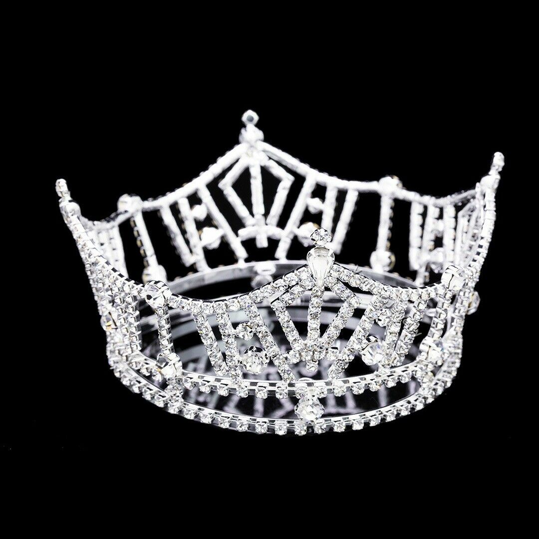 Miss America Pageant Bridal Wedding Rhinestones 3" Tall Tiara Full Crown 81016