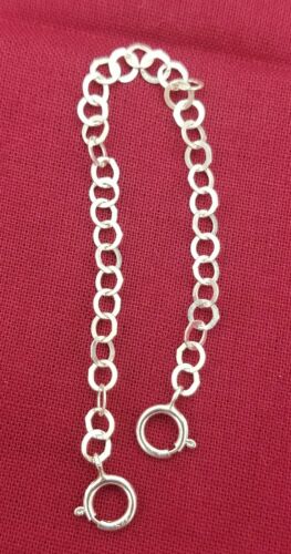 Solid Sterling Silver 3.0mm Extender / Safety Chain 1/2"-12"  W/ Spring Ring