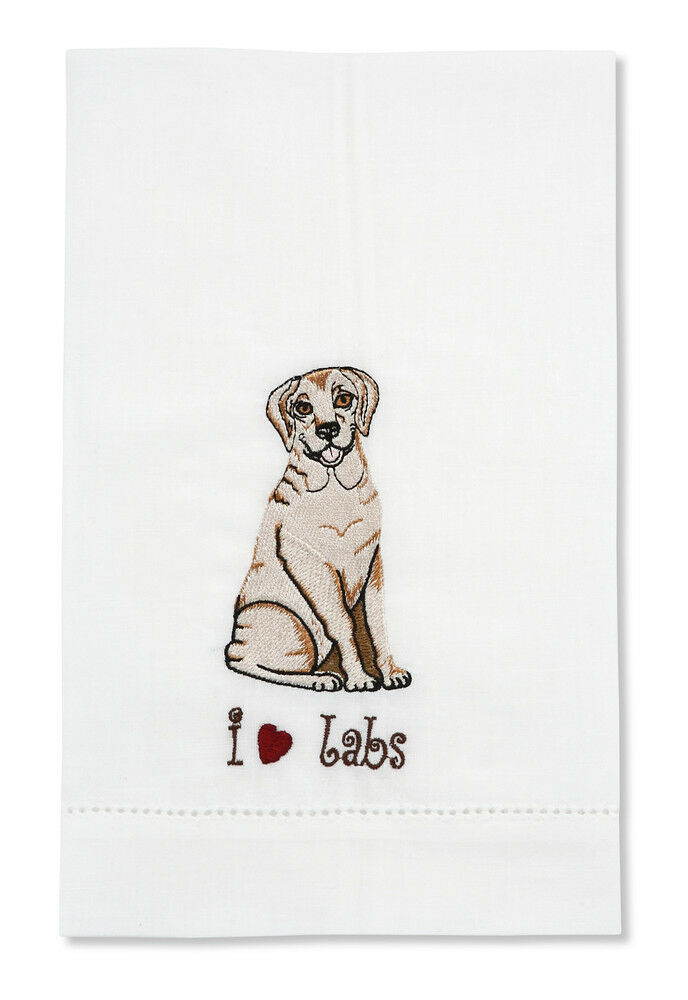 I Love Labs Yellow Tea Towel Dogs Linen Cotton Heart Rescue Me Now Labrador New