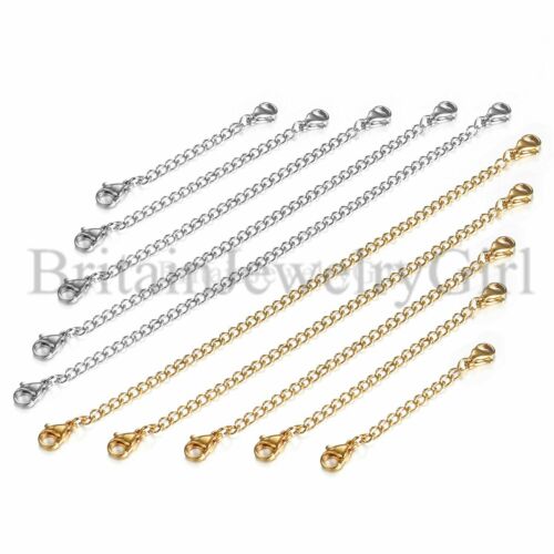 10pcs Stainless Steel Necklace Bracelet Extender Chain Extenders Silver/gold