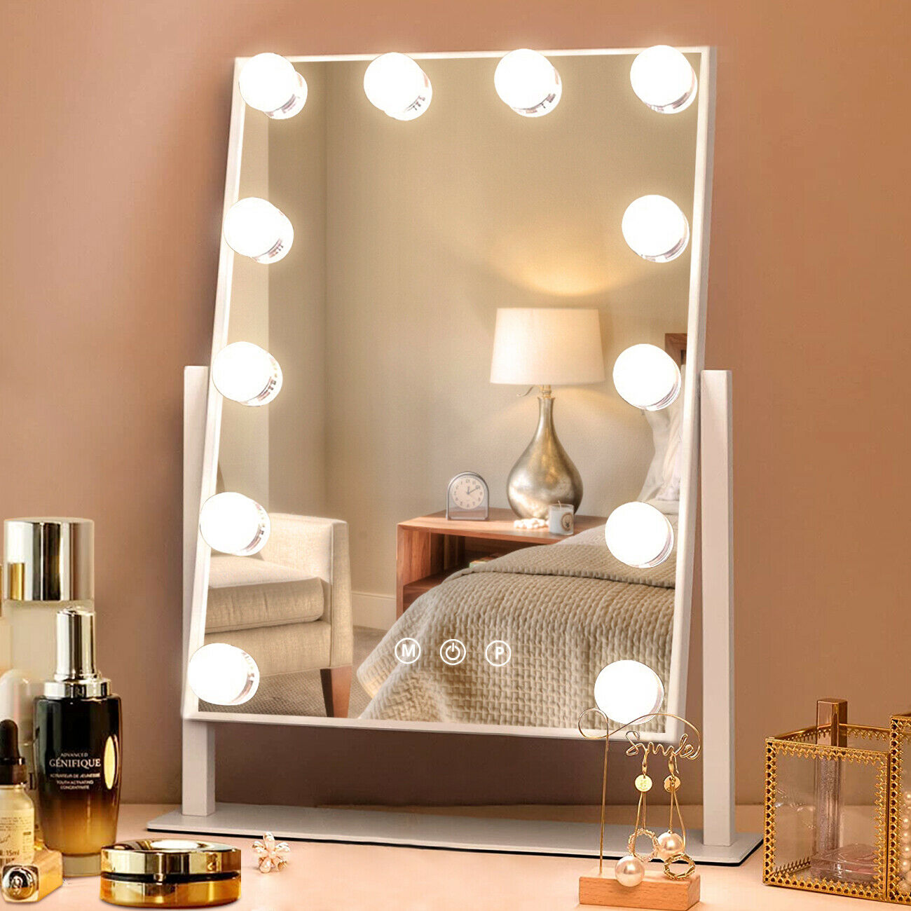 Fenchilin Hollywood Vanity Makeup Mirror With Lights Led Lighted Tabletop, White