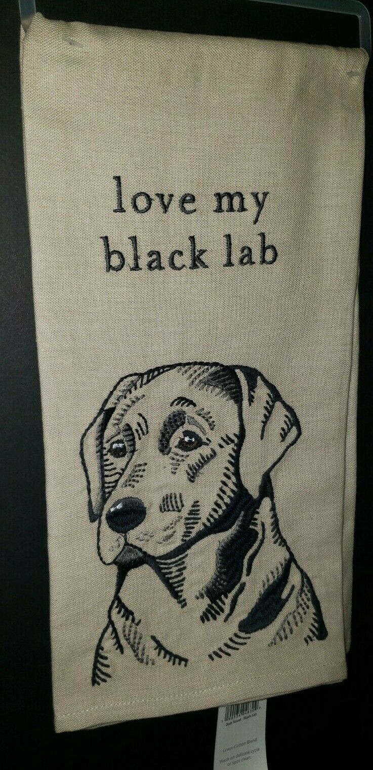 Love My Black Lab  Kitchen Towel Primitives By Kathy New With Tag