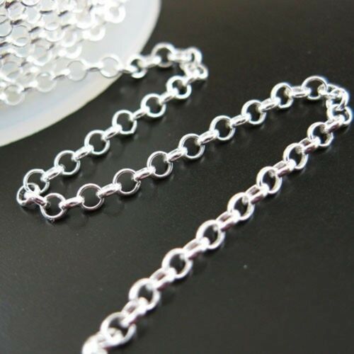 Sterling Silver Rolo Chain 2mm Bulk Lots By The Foot. 925 Made In Italy Silver
