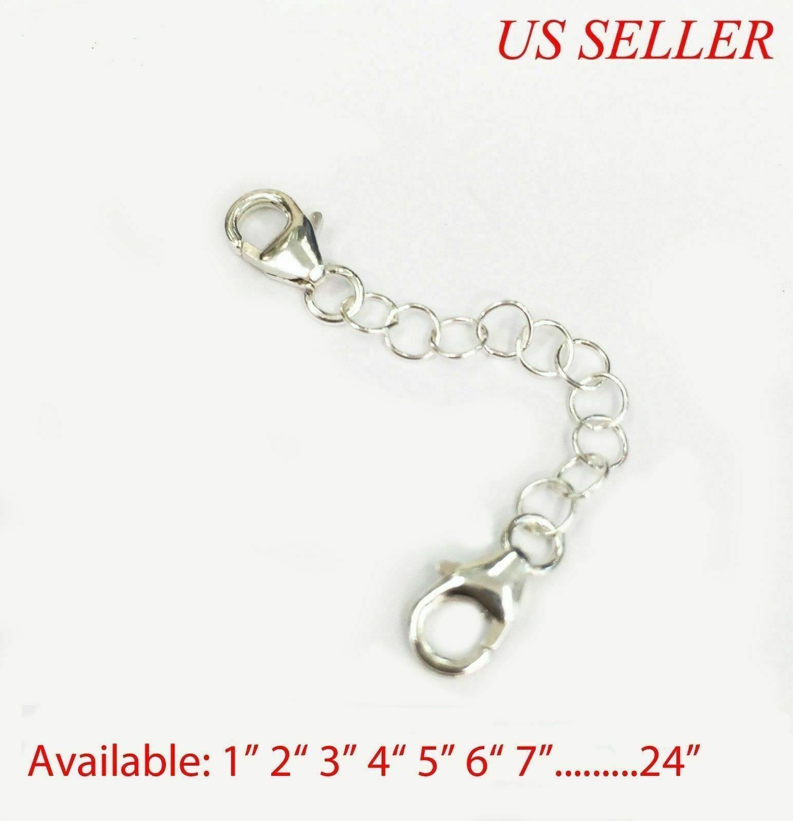 925 Solid Sterling Silver Round Link Extender Safety Chain Necklace Bracelet