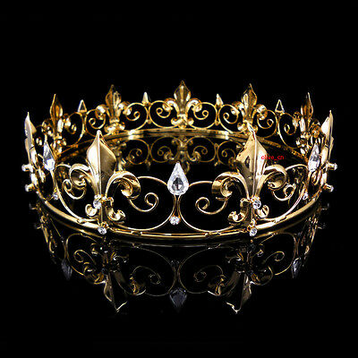 Men's Imperial Medieval Fleur De Lis Gold King Crown 4.5cm High 18cm Diameter