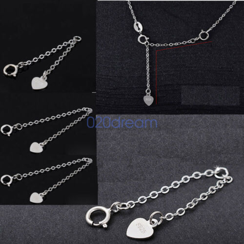 925 Sterling Silver Necklace Extender Chains Bracelet Extension 2 3 4 5 6 Inches