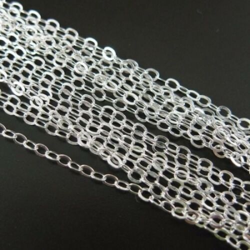Sterling Silver Flat Cable Oval Chain 2mm Bulk Lots By The Foot Italian Chain