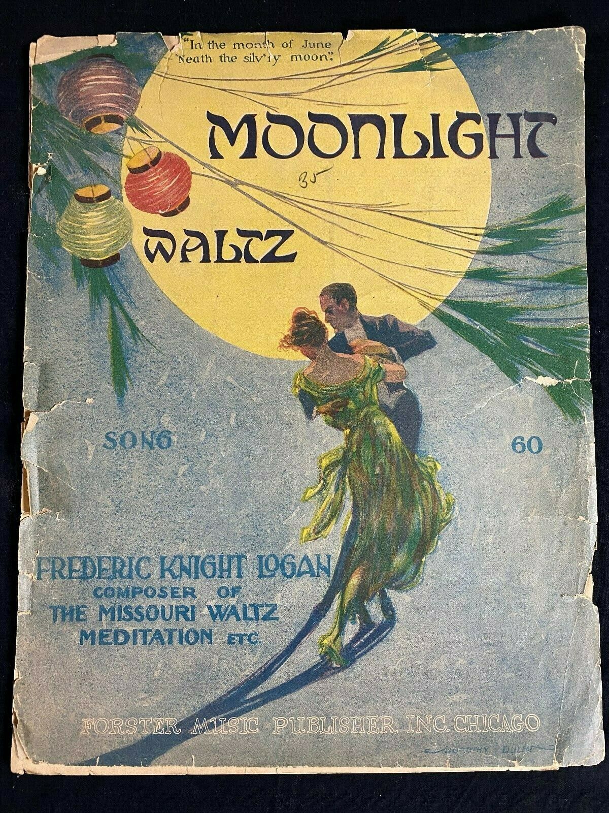 The Moonlight Waltz Song Virginia / Frederic Knight Logan 1961 Sheet Music 10x13