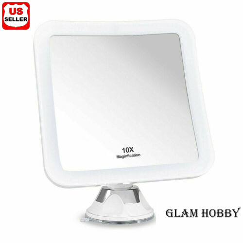 10x Magnifying Lighted Makeup Mirror Daylight Led Vanity Bathroom Travel Compact