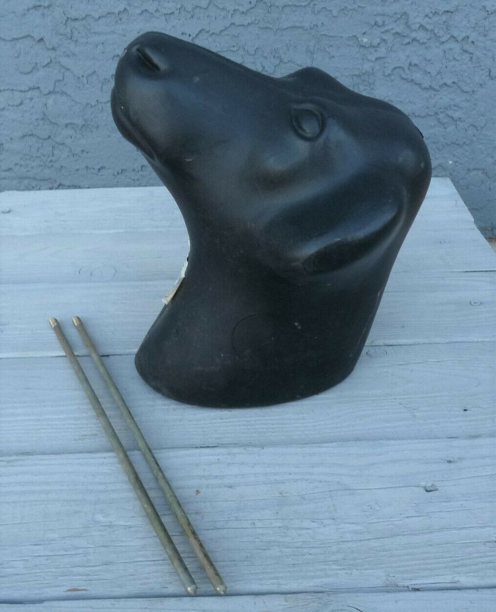 Black Plastic Calf Head With Prongs Roping