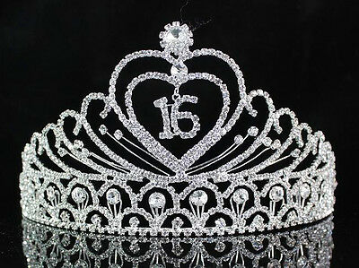 Sweet Sixteen 16 Birthday Party Austrian Rhiestone Tiara Crown Hair Combs T1629