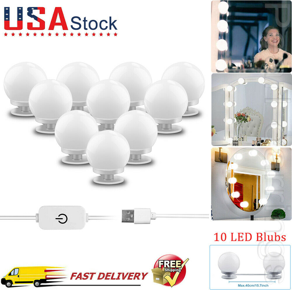 Make Up Mirror Lights 10 Led Kit Bulbs Vanity Light Dimmable Lamp Hollywood Pe