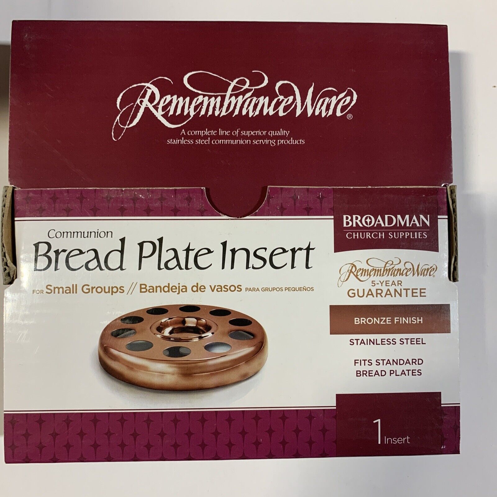 Communion-remembranceware-bronze Bread Plate Insert For Small Group Communion
