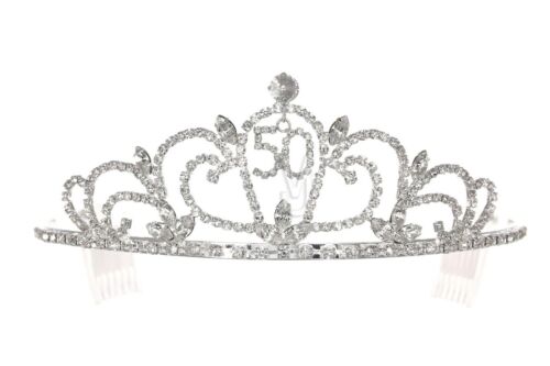 50th Birthday Party Rhinestone Crystal Crown Tiara 1169