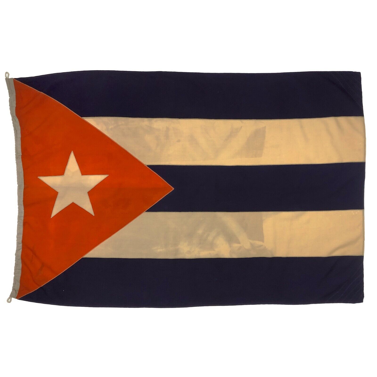 Vintage Wool Cuba Flag Cloth Old Cuban Bandera Large Textile Art Distressed