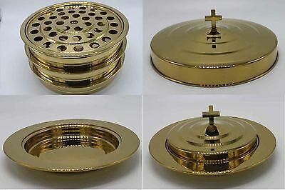 Brasstone-3 Stainless Steel Communion Trays With 1 Lid And 2 Bread Tray Set