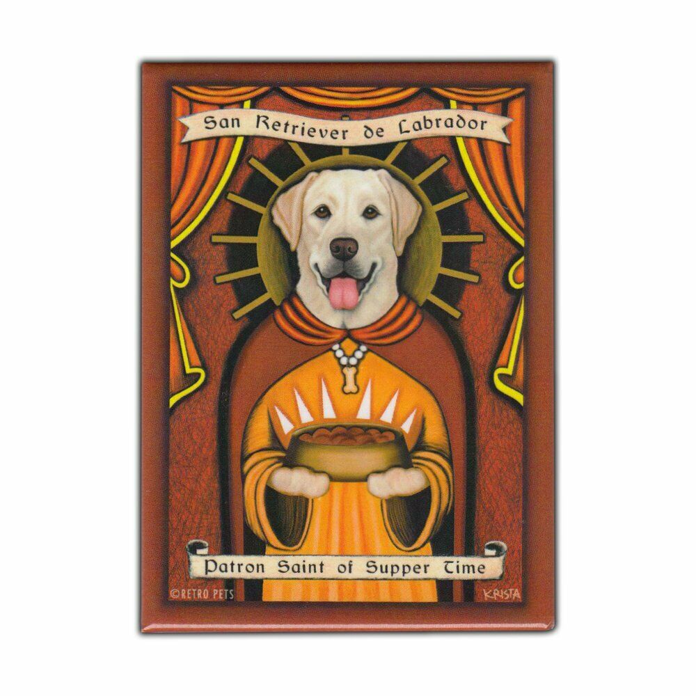 Retro Pets Magnet, Patron Saint, Yellow Lab Dog (labrador Retriever) 2.5" X 3.5"