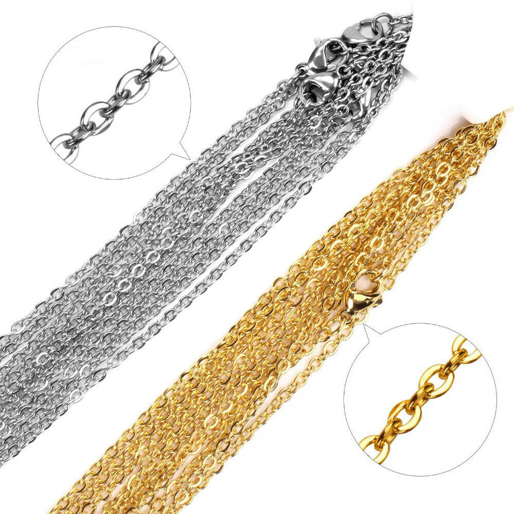 10pcs Stainless Steel Silver Gold Plated Chains Necklace For Diy Jewelry Making