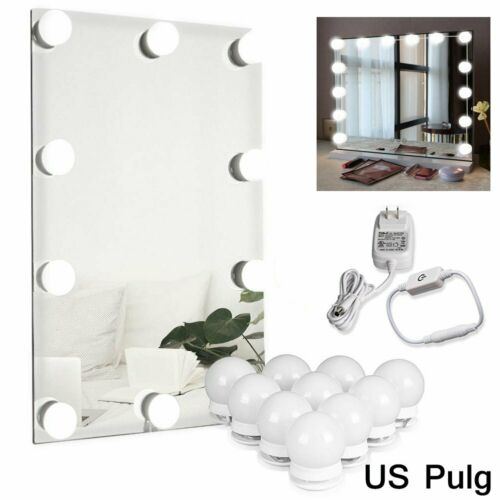 10 Dimmable Bulbs Led Vanity Hollywood Style Dressing Up Makeup Mirror Light Kit
