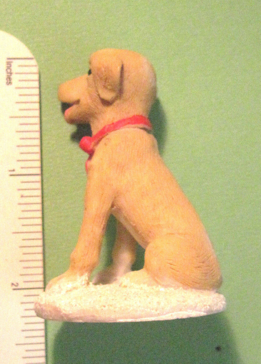 Cute Puppy Dog  Sitting  On Snow  Porcelain Type "mini" Statue Figurine