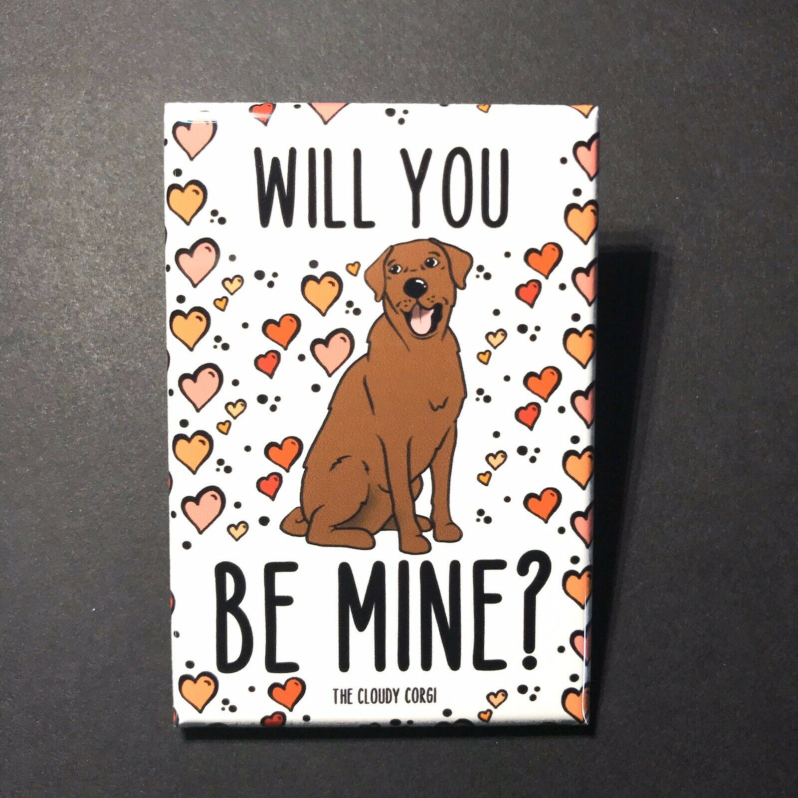 Chocolate Labrador Retriever Dog Hearts Magnet Valentines Day Gift Holiday Decor