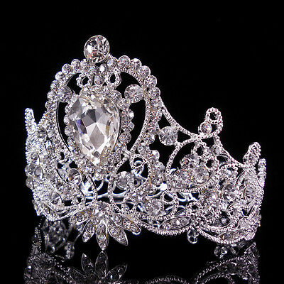 7cm High Heart Leaf Adult Girl Kids Crystal Wedding Party Pageant Prom Crown