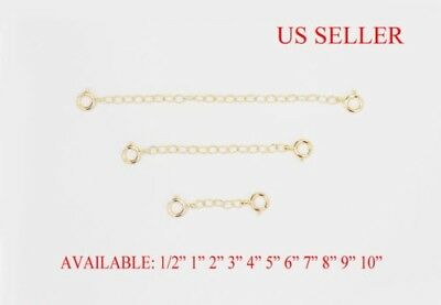 2 Mm Solid 14k Yellow Gold Extender /safety Chain  Necklace Bracelet Spring Lock