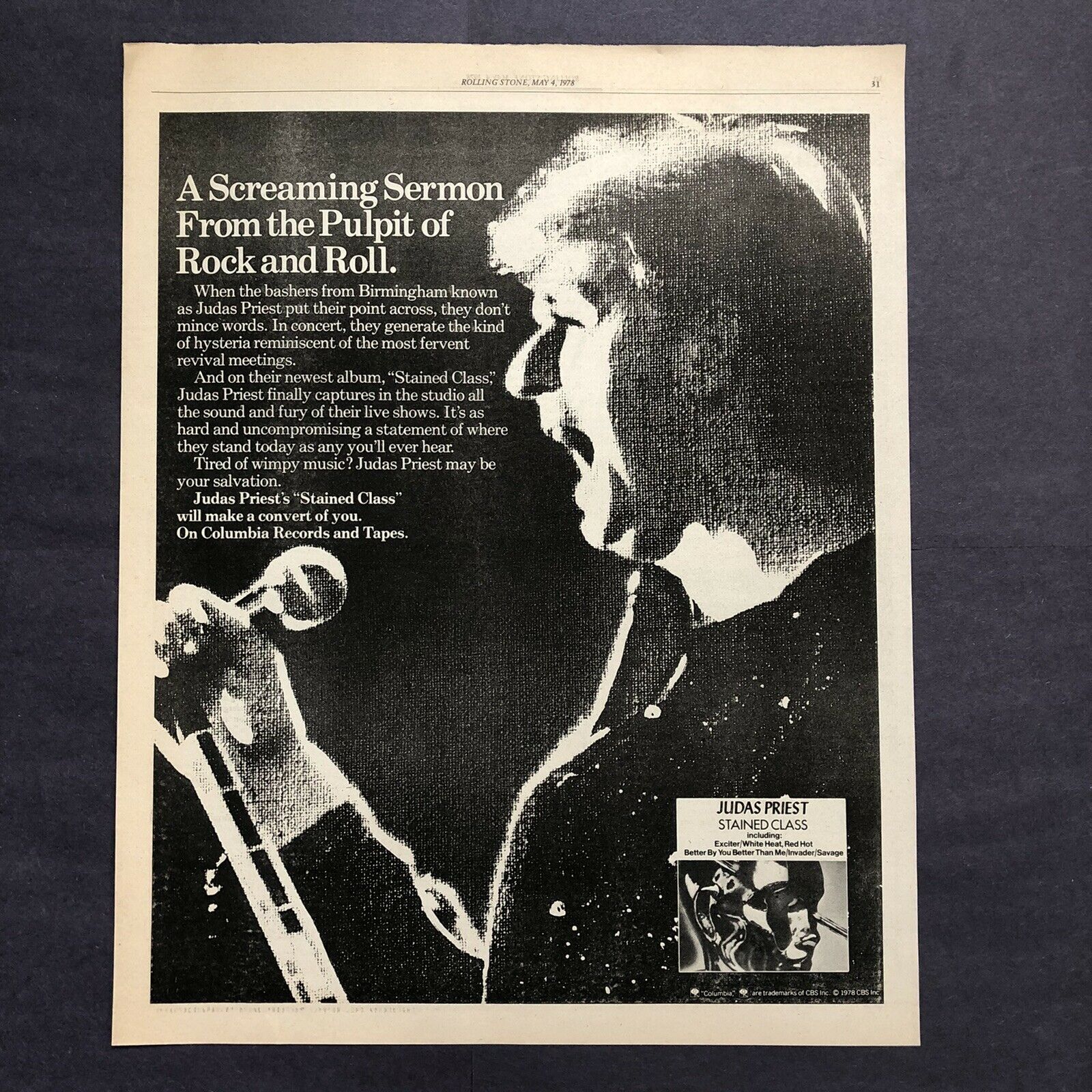 Judas Priest 'stained Class’ 1978 Original 10.5"x14" Advert