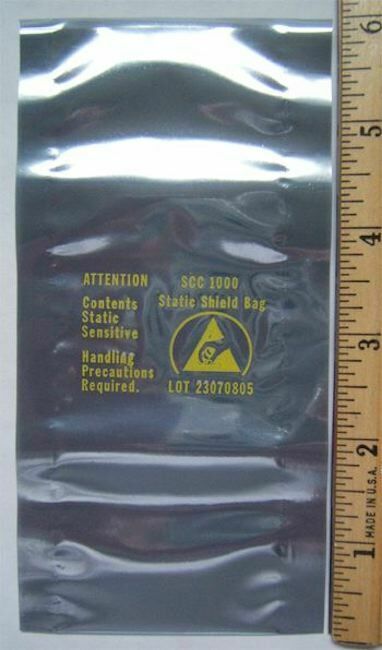 100 Esd Anti-static Shielding Bags, 2" X 6", Open-top