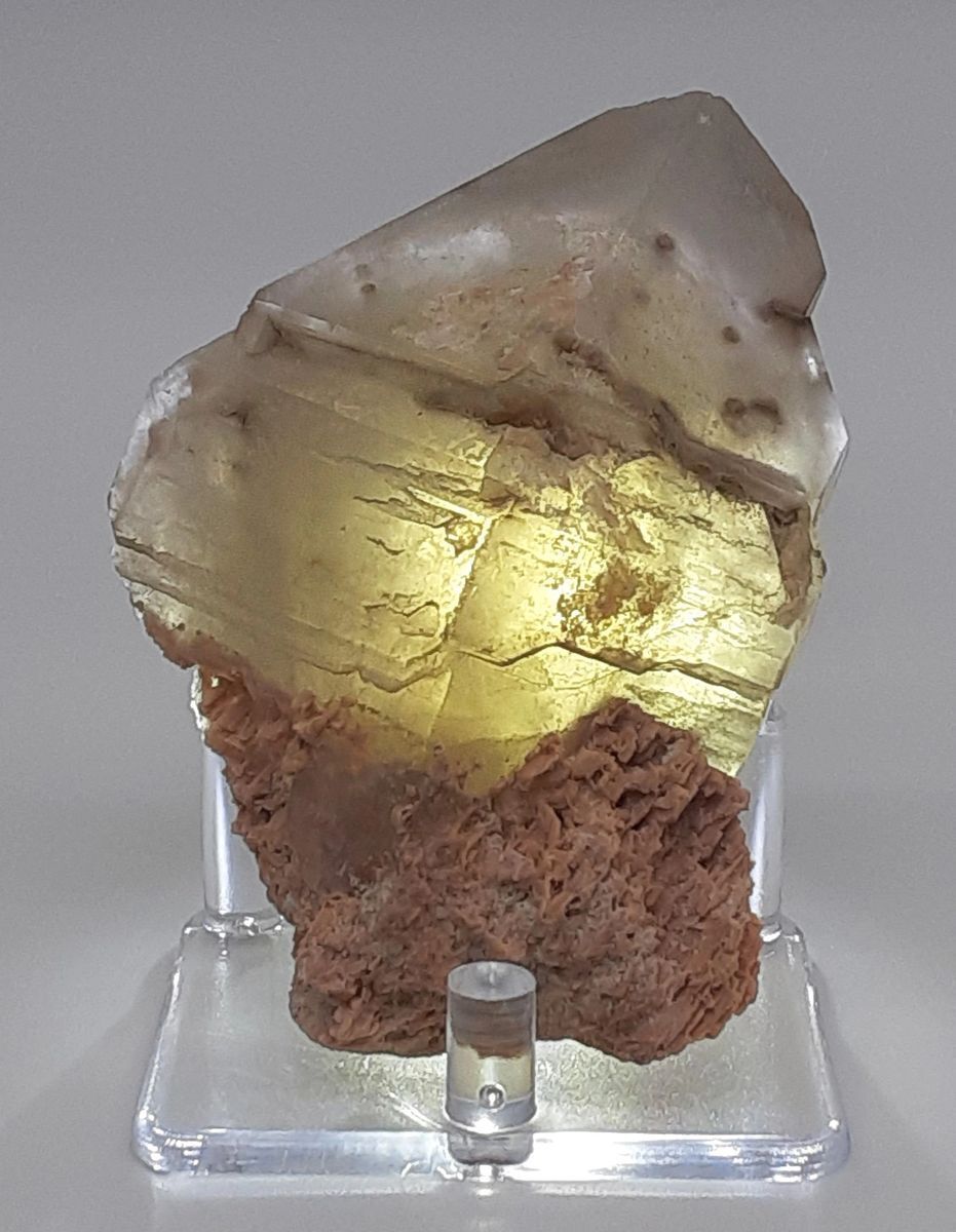 Layered Tabby Citrine Crystal On Feldspar W/ Milky Quartz Phantom (ctr8)