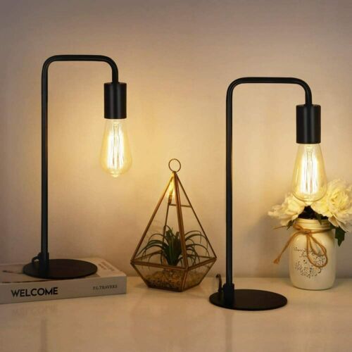 Set Of 2, Gooseneck Table Lamp Nightstand Lamp Bedside Lamp Bedroom Office Black