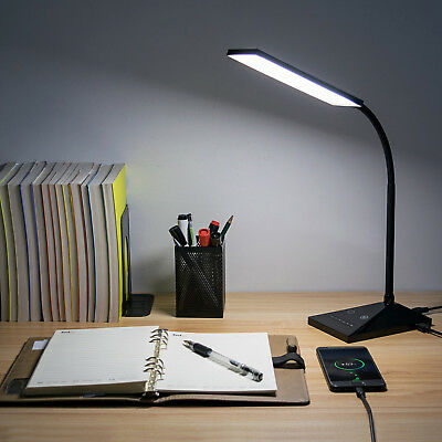 12w 7 Led Touch Sensor Flexible Dimmable Desk Table Lamp Read Light 390lm+power